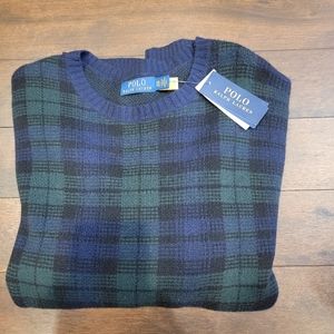 Polo Ralph Lauren Sweater Blackwatch Tartan Plaid Italian Wool Crewneck sz XXL